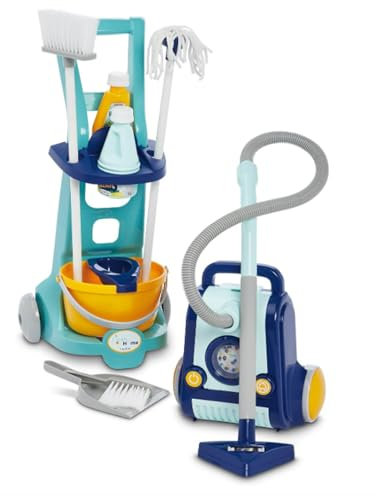 Jouets Ecoiffier - 2770 - Chariot Ménage avec Aspirateur - Jeu d'imitation - Dès 18 Mois - Origine France Garantie