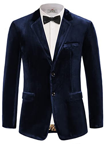 PaulJones Glitzer Sakko Herren Sportlich 2 Knöpfe Samt Anzug Herren Pailletten Sakko Dunkelblau S