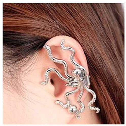 Cimenexe Gothic Octopus Ohrringe Silber Octopus Ohrringe Octopus Ohrring Vintage No Piercing Ohrring Knorpel Ohrringe Schmuck Für Frauen Und Mädchen Ozean Tier Ohrringe Halloween Party Geschenke