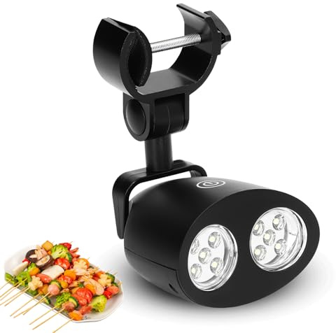 Changor Grilllicht LED, Hitzebeständiges Grillbeleuchtung, Verstellbare C Klemme, 3 Helligkeitsstufen, Touchschalter, Tragbare Lampe für Grillen, Camping