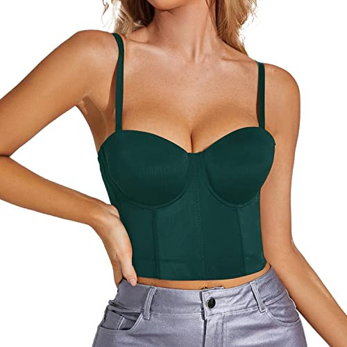 LOIJMK Damen Korsett Top Bustier Korsett Top eng anliegendes Korsett Tank Top Straps Top Solid Short Fashion Shirt Mit Spitze