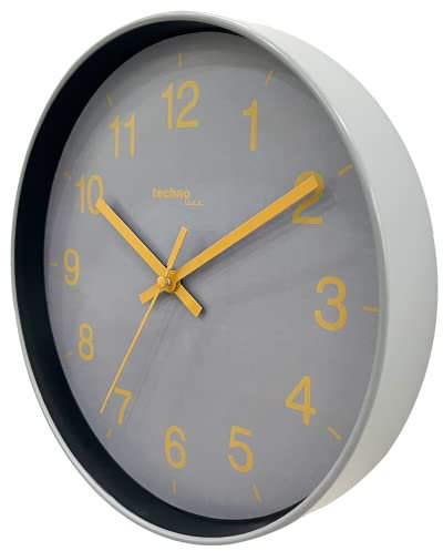 Technoline WT7525 analoge Wanduhr OHNE Ticken, Quarz, 25cm, Silber/grau