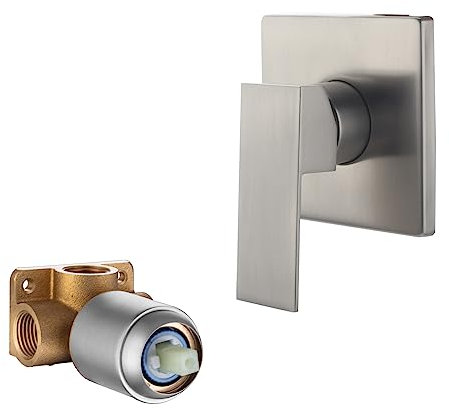 HAMOLER Wandhalterung Duschventil Set Nickel gebürstet