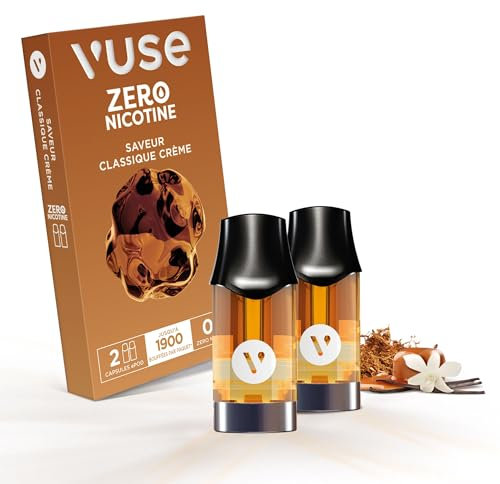 Capsules VUSE Pro, Classique Creme Lot de 2, jusqu'à 950 bouffées* par capsule, compatibles avec les cigarettes électroniques VUSE Pro et ePod 2, sans nicotine, 1,9 ml d’e-liquide par capsule.