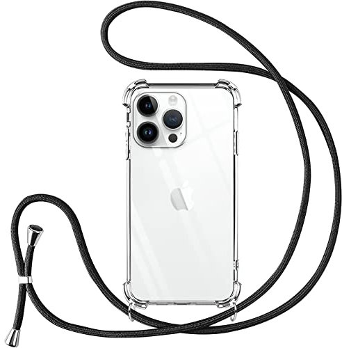 Vauki Handyband für iPhone 13 Pro Hülle mit Band, Handyhülle Silikon Transparent zum Umhängen Stoßfest mit Kordel Necklace Schnur TPU Bumper Case für iPhone 13Pro 6.1 Zoll