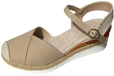 Allbestop Talons Compensés Femme, Semelles Talon Chaussure Ouverte Femme Sandales Orthopédiques pour Femmes Sandales de Randonnée Chaussons Chat Mules Com(Kaki,40)