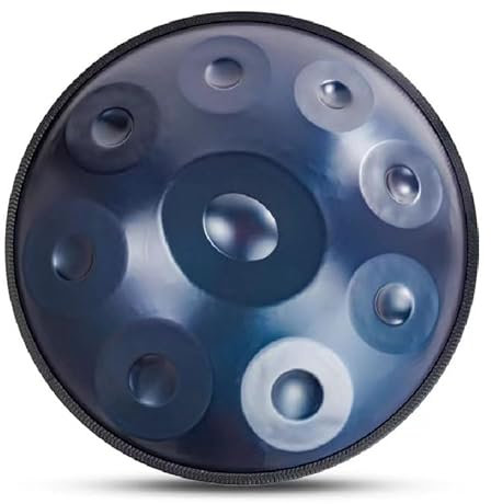 Handpan-Trommelinstrument, 9 Noten, 18 Zoll in d-Moll, Stahlhandtrommel, mit weicher Handpan-Tasche/2 Handpan-Hämmern/Handpan-Ständer/staubfreiem Tuch