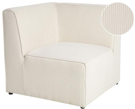 Beliani Modernes Sofa-Eckelement Stoffbezug Cord beige 1-Sitzer für Modulsofa Lemvig