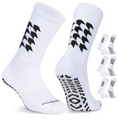 CLOSEMATE 3 Paar Rutschfeste Fußballsocken Herren Damen 43-46 39-42 Anti Rutsch Athletic Socken Sportsocken für Fußball Basketball Yoga Wandern Trekking Laufen Schwarz L