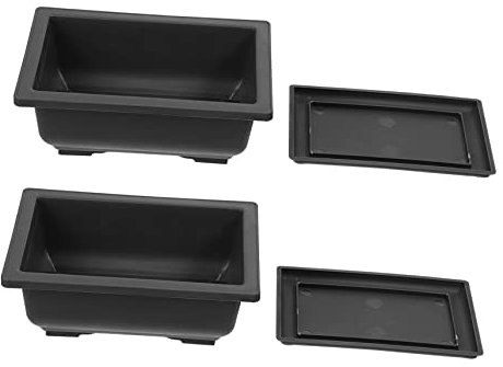 INOOMP Plastikblumentopf für Sukkulenten aus Kunststoff mit Untersetzer Leicht Schwarz für Balkone und Einfache Moderne Gestaltung