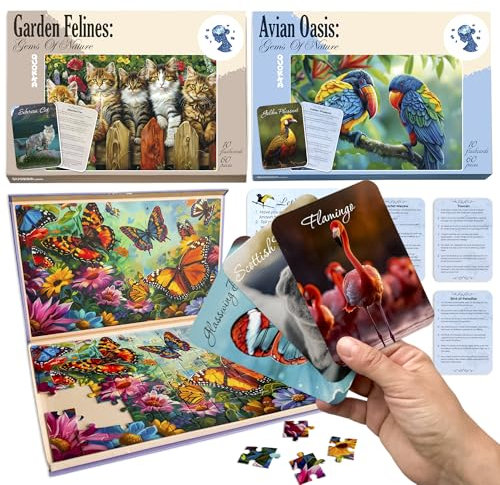 QUOKKA 60 Pieces Dementia Puzzles for Elderly - Large Piece Activities Products for Seniors - 3 Alzheimers Jigsaw Puzzle Games for Adults Gems of Nature - Cognitive Gifts for Men and Women