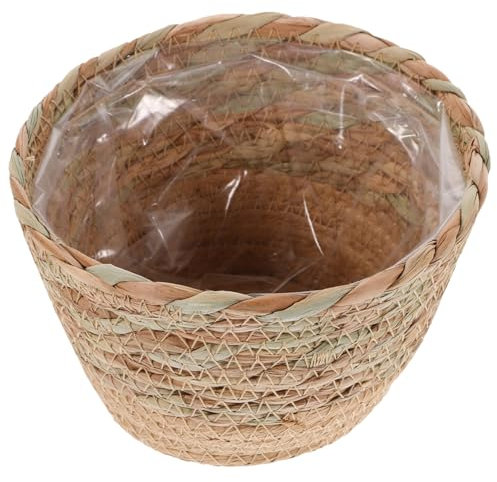 Yardenfun Gewebter Pflanzenkorb Aus Seegras Geflochtener Blumenkorb Dekorativer Korb Für Innenbereich Handgewebter Aufbewahrungskorb Mehrzweckkorb Für Zuhause