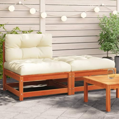 Festnight Gartensofa Ohne Armlehnen Mit Kissen und Hocker - Loungemöbel, Gartenmöbel, Terrassenmöbel, Balkon Möbel - Outdoor Sofa