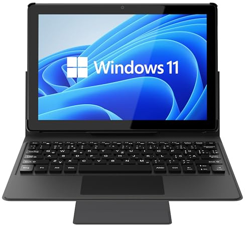 Tibuta 2 in 1 Windows 11 Laptop Tablet with Case Detachable Keyboard 10.1 Inch IPS 1280 * 800 Intel Celeron N4100 Processor Dual-mode linked keyboard 6GB RAM 128G ROM Portable Computer