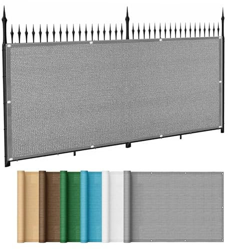 Balkon Sichtschutz Balkonabdeckung 130 x 460 cm Windschutz Staubschutz Schattierwert Balkonblende Sichtschutzmatte mit Kabelbinder Ohne Bohren Sichtschutz für Balkon, Grau