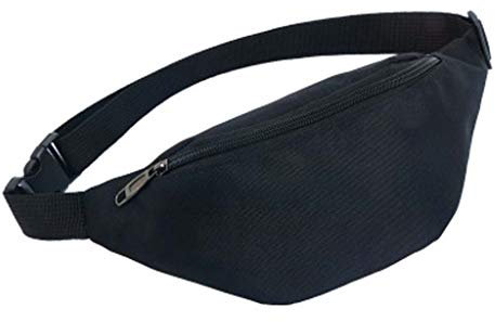 Bauchtasche für Damen und Herren, Sporttasche, lässig, Messenger, Outdoortasche, Uni, leicht, faltbar, für Reisen, Sport, mit Reißverschluss, Hüfttasche, Schultertasche, Brusttasche, Schwarz,