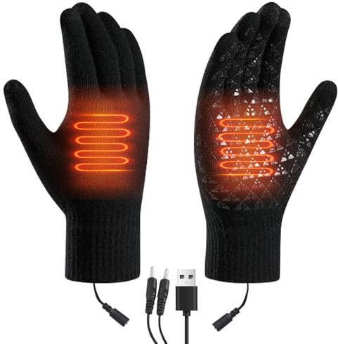IXYHKB Guantes Calefactables, Guantes Térmicos USB, Guantes Calefactables para Mujer Hombre, Guantes con Pantalla Táctil Recargables, Guante Calefactable para Ciclismo, Motociclismo, Senderismo