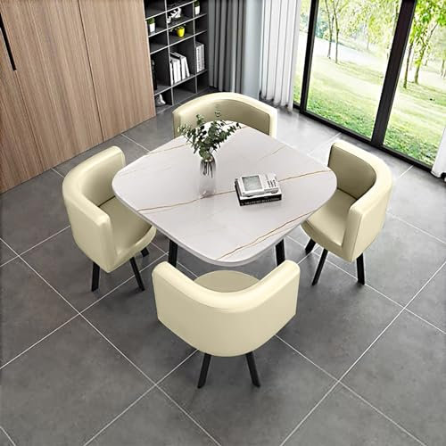 YHKJLYH Business-Esstisch-Set mit Stühlen – Modernes, platzsparendes Möbelstück für Lounge oder Wohnzimmer in Braun, ideal für Geschäftsverhandlungen