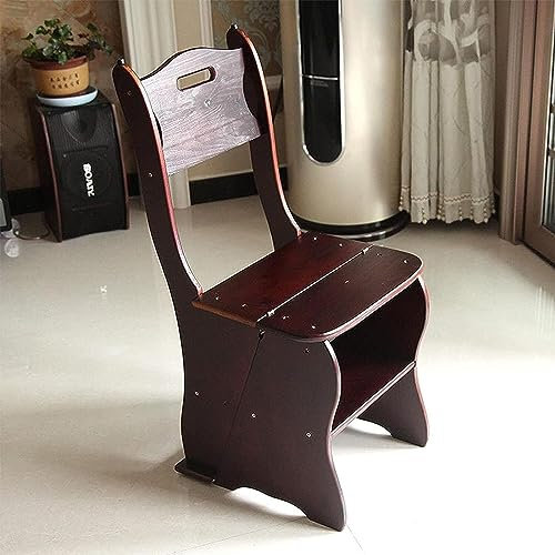 JYHHGDS Chaise à échelle Pliante en Bois, escabeau Multifonctionnel léger et Portable 2 en 1, Tabouret à 4 marches, présentoir à Double Usage et Support de Fleurs, escabeaux pour Lits Hauts
