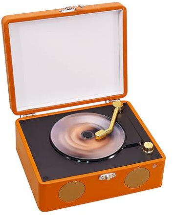 Hanzete - Valigetta in stile retrò, lettore CD, altoparlanti portatili, radio FM, multifunzione, lettore musicale Line-in, modalità di riproduzione U Disk, con jack per cuffie con telecomando,