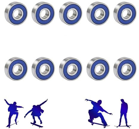 10 pièces Roulement sans friction Abec 9 Skateboard Roller Skate Wheels Scooter Spare Bearings roulements de skateboard Longboard Scooters (Bleu)