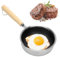 MIUUIPI Mini Frying Pan, 13 cm, Non-Stick, Stainless Steel, Honeycomb Structure, Wooden Handle, Induction, Gas, Electric & Ceramic Hob Safe