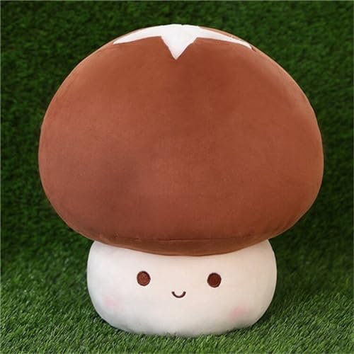 Pilz Plüschtier, 3D Weiche Pilz Plüsch Kissen, Niedlicher Pilz Kissen Kuscheltier, Kreative Pilze Plüschfigur Puppe für Ideal zum TröSten Kuscheln Einschlafhilfe (23 cm,Brauner Pilz)