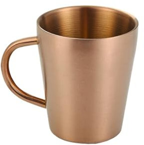 LHAODDUO Tasse d'eau à Double Couche de 300ml, Verres à Boisson for la Maison, Tasse à bière en Acier Inoxydable 304, Or et Argent(Rose Gold)