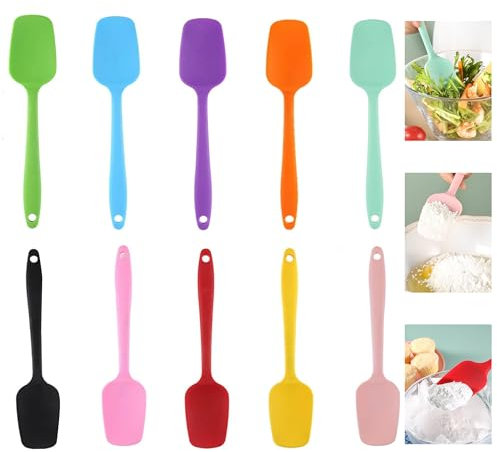 10 PCS Silicone Spatula, Multicolor Silicone Spoons, Repeatable Rubber Spatulas Set Silicone Rubber Spatulas Scrapers for Cooking Baking Utensils Tools Cooking Baking