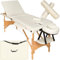 tectake® 3 Zonen Massageliege, belastbar bis 250kg, Mobile Massagebank, Set mit Zubehör, Polsterung, Rollen, Holzgestell, Tragetasche, als Kosmetik Stuhl, Möbel für Studio, höhenverstellbar - beige
