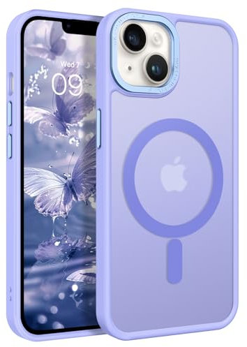 GaoBao Cover Magnetica per iPhone 13/iPhone 14, [Compatibile con MagSafe] Custodia Traslucida Opaca Protettiva Sottile Antiurto Retro Resistente Anti-Scivolo Case per iPhone 14 e iPhone 13, Viola