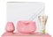 ZENS Matcha Set Pink, Japanese Matcha Tea Ceremony Kit, 5pcs Matcha Tea Set with Bamboo Whisk and Ceramic Bowl & (Chasen Holder) Scoop, Soft Towel, Gift for Matcha Latte Lover