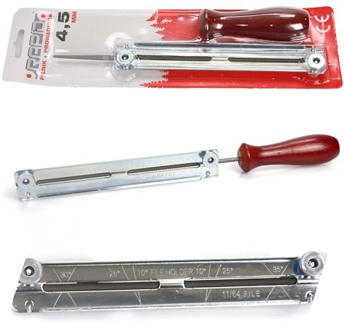 Lima Tonda con Guida per Catena di Motosega | Diametro 4,5 mm | Angoli Marcati | Impugnatura Ergonomica