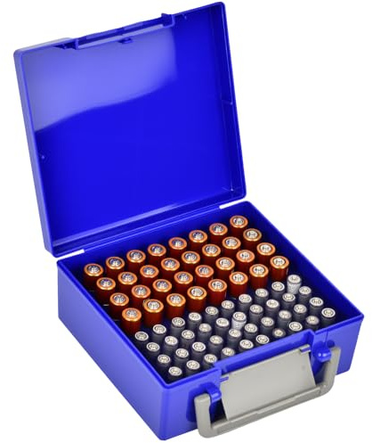 FULLCASE Batteriebox Batterie Aufbewahrungsbox Organizer Tasche für AA AAA Batterien, 72 Batterien Aufbewahrung Behälter für Heimorganisation (Batterien Nicht Enthalten) - Blau