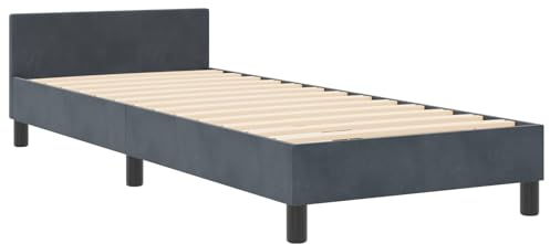 vidaXL Bettgestell mit Kopfteil Dunkelgrau 80 x 200 cm Samt, Modernes Schlafzimmer, Samt Bettgestell, stylisches Schlafen, minimalistisches Design, entspannende Möbel