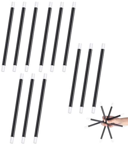 HBYMYDA Lot de 12 baguettes magiques noires et blanches pour costume de magicien, sorcière, cadeaux de fête, jeux d'anniversaire