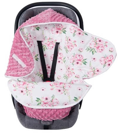 Einschlagdecke Babyschale für Buggy Universal Fußsack Babydecke Baumwolle Baby Pucksack für Kinderwagen Autositz 0-3 Monate (Rosa Blume S (0-3M))