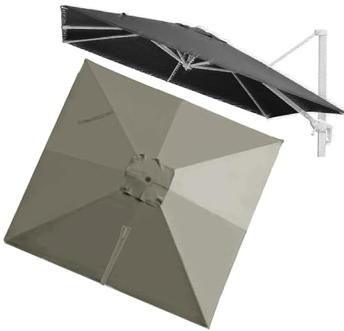 VLKLPZAHAK Rechteckig Sonnenschirm Ersatzdach 250x250cm Ampelschirm Terrassenschirm Ersatzstoff Marktschirm 8 Rippen Gartenschirm Ersatz Baldachin(Light Grey,2.5x2.5m (8.2x8.2ft))