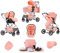 Lnhcrbs Poussette 3 en 1,Poussette Tout Terrain Pliable en Un Seul Clic, Poussette Bébé Haute Avec Panier de Couchage Élargi (38.5cm), Poussette Nouveau Né est Verrouillable Sur Les Roues Avant(Rose)