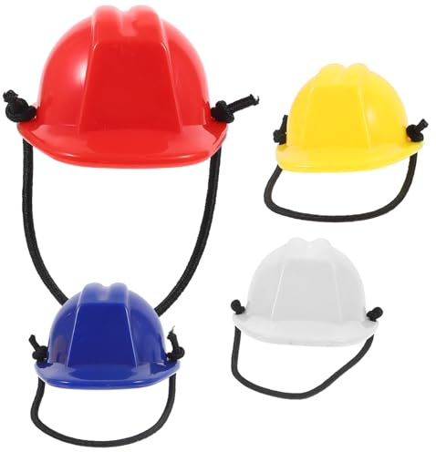 DRESSOOS 4stücke Teiliges Mini Sicherheitshelme Für Kleine Haustiere Und Puppen Robuster Mit Elastischem Band Für Sicheren Sitz Vielseitig Als Schutz Dekorationshelm Geeignet Farblich