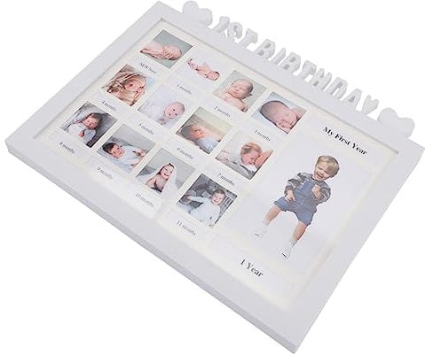YARNOW Wachstum Foto Monate Bilderrahmen für Ersten Geburtstag Kreativer Erinnerungsrahmen zur Dekoration für Babyzimmer Wand und Tischaufstellung