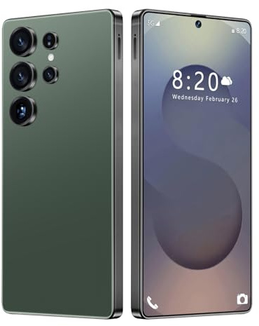 Smartphone economico per S25 Ultra, fotocamera da 72 MP e 108 MP, telefoni cellulari sbloccati senza SIM, schermo grande da 7,3 pollici, Face ID, 8000 mAh (penna integrata),Green-1TB