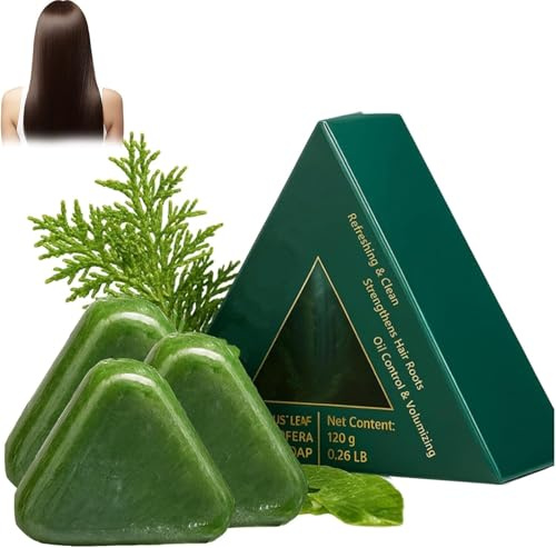 Nature Triangle Shampoo Bar, Natural Grass Glutinous Rice Water Solid Shampoo Bar for Hair Care & Hair Growth, Calming & Strengthens Hair, Gentle on Hair & Scalp,for All Hair Types (3Pcs)