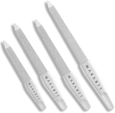 Makartt Sapphire Nail Files Set 4Pcs Double-Sided Coarse Fine Grit | Durable Spring-Steel with Dual Grit, for Natural Nails, Ideal for Manicure, Pedicure, Travel & Gift