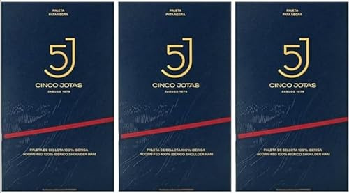 5 Jotas Sliced Acorn-Fed 100% Iberico Shoulder Ham | Pack of 3 Sachets (70g Each) | Premium Spanish Jamón Ibérico de Bellota