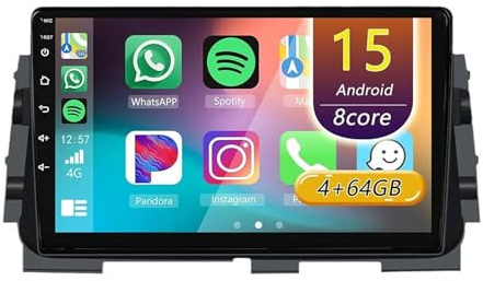 Android 15 Radio Coche,para Nissan Kicks Micra 2016-2020 con Carplay Android Auto, Radio Táctil de 9 Pulgadas con GPS Navi WiFi Bluetooth Cámara SWC(F 8core(8G+256G))