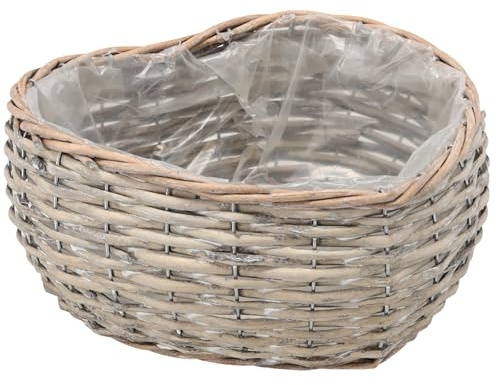 Bellushortus.eu Cache-Pot en Osier avec Film Plastique en Forme de cœur, Pot de Fleurs, Panier tressé (25x25x13 cm)