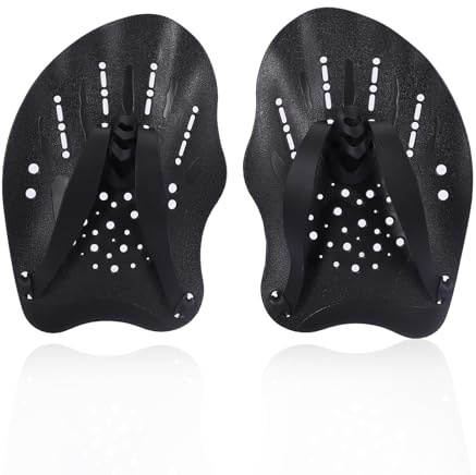 1 Par Guantes Palmeados Piscina, Palmeados Palas de Natación con Correas Ajustables Silicona Resistente para Entrenamiento de Fuerza en Piscina Fitness Acuático Adultos Niños