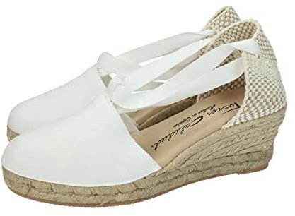 TORRES Valenciana Alpargata Valenciana Blanca de Esparto para Señora, Estilo y Frescura Artesanal Mujer Alpargatas Blanco 38
