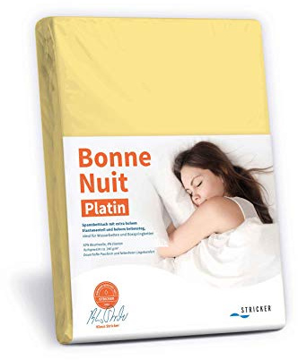 STRICKER Bonne Nuit Platin Spannbetttuch Baumwolle Stretch 240 g/m²- Steghöhe bis 40 cm Bettlaken für Boxspringbetten Wasserbetten - Größe 180x200-200x240 cm Gold